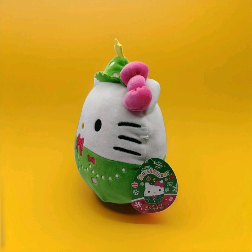 Hello Kitty Sanrio 8" Squishmallow Christmas Tree With Pink Bow Jazwares NWT - Picture 2 of 6